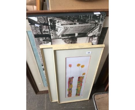 2 prints after Jourdan, a canvas featuring various scenes of New York, and a large agricultural scene print 