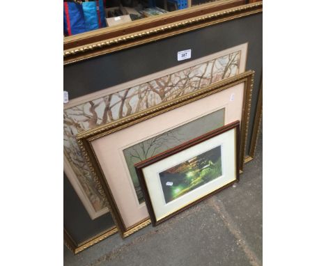 2 watercolours and a ltd edition signed print. 