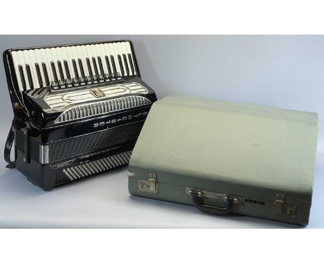 ACCORDION - WELTMEISTER, cased, 41 keys, 120 buttons, 44cms H, 52cms W, 21cms D