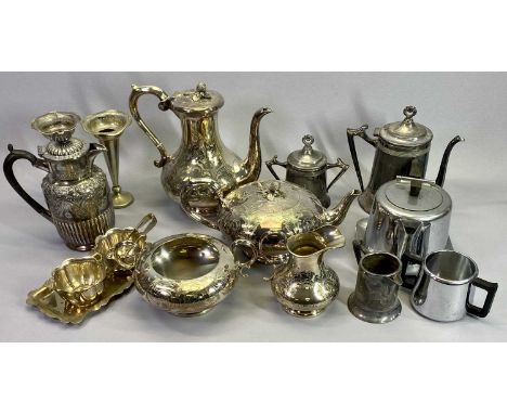 4 PIECE TEA SERVICE and other electroplate and metal items