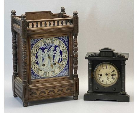 CLOCKS - French eight day bracket clock in a mahogany case with finely painted enamelled dial with classical figures, by Thom