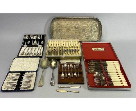 HALLMARKED SILVER, EPNS &amp; STAINLESS CHROME CASED &amp; LOOSE CUTLERY - to include a loose set of six teaspoons, Sheffield