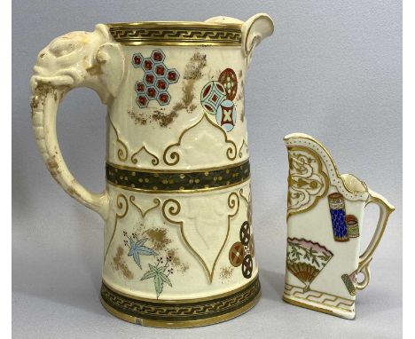 ROYAL WORCESTER JUGS - 20.5cms tall, 13cms diameter and one smaller of triangular form, 12.5 x 5.5cms