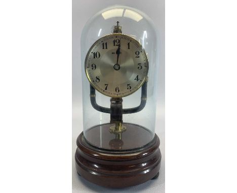 DOME TOPPED PENDULUM MANTEL CLOCK - with interesting magnetic 800 day movement, silvered dial