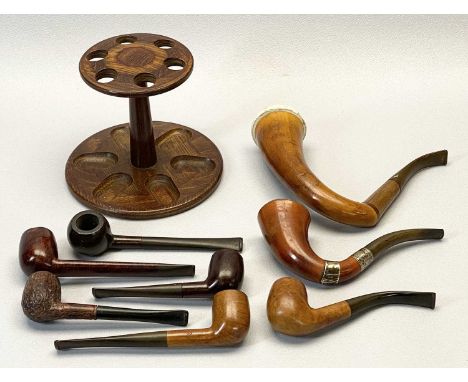 SMOKING PIPES - to include a large African Calabash, also silver collared, examples by Singleton &amp; Co and Oliver Twist, a