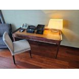 Phillipe Hurel Lucca Bois writing table Acagou finish with inset leather top three drawers The Lucca