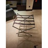Steel polished and leather luggage stand (Loc Geneva)