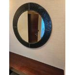 Giulio Marelli Italia S.p.A.. Gaudi leather framed circular mirror 90cm (Loc Geneva)