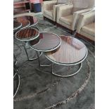 Naos coffee table set finished in Macassar with polished metal frame and glass tops dimensions 80