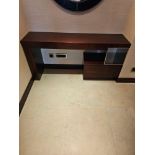 Console table by Havelock American walnut stained rose two drawer with chrome accent 150 x 38 x 73cm