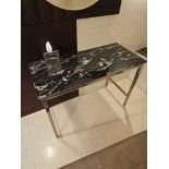 Console table marble top on polished nickel frame 104 x 48 x 74cm (Loc Geneva)