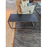 Baxter Italy Trinity rectangular coffee table brushed steel metal frame with Tuscany Pienza