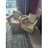 A pair of Missana Spain Triana upholstered lounge chair stainless steel feet a contemporary modern