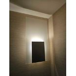 A pair of contemporary wall lamps frosted glass with steel made in Italy 25 x 45cm (Loc Geneva)