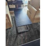 Baxter Italy Trinity rectangular coffee table brushed steel metal frame with Tuscany Pienza