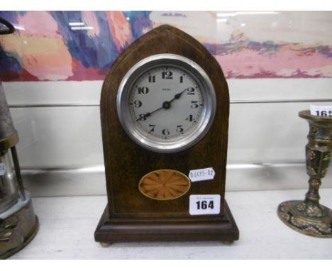 AN EDWARDIAN INLAID MANTLE CLOCK