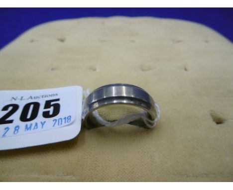 A DIAMOND SET TITANIUM WEDDING BAND SIZE S AND HALF