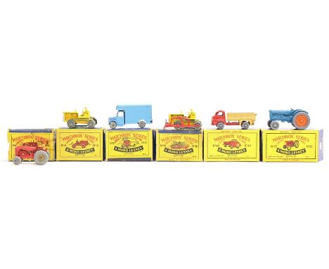 Matchbox: A collection of six boxed, Matchbox 1-75 Series vehicles, comprising: 72 Tractor Lorry; 17 Removals Lorry; 8 Dozer;