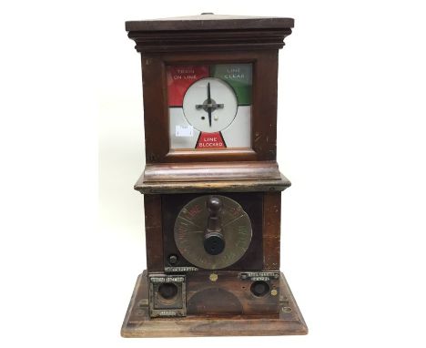 Railwayana: A Midland Railway Signalling Block Instrument, marked to wooden case "M.R. Co." and dated 1914. Inside of case al