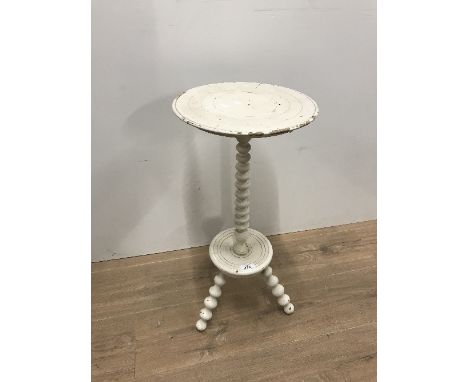 BOBBIN TURNED TRIPOD STAND PAINTED WHITE