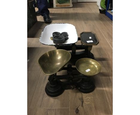 2 SETS OF OLD SCALES WITH WEIGHTS