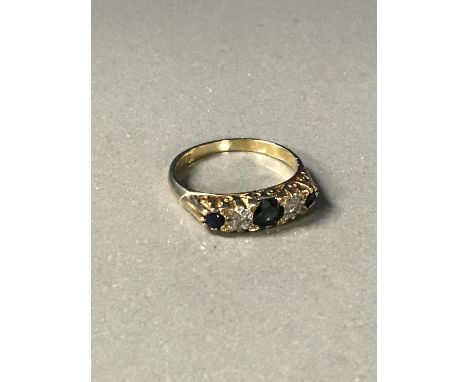 18CT GOLD SAPPHIRE AND DIAMOND RING