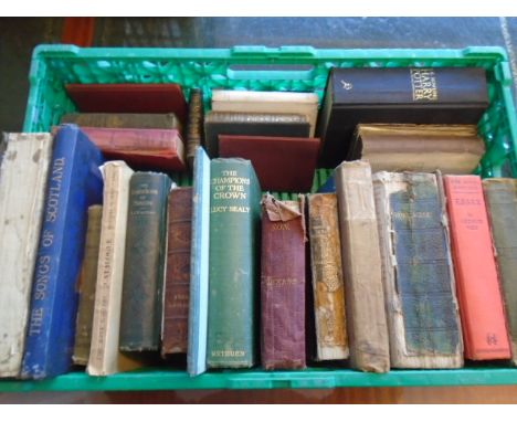 Tray of vintage books to include - 'Dombey and Son' by Charles Dickens and 'Uncle Toms Cabin' by Harriet Beecher Stowe, all a