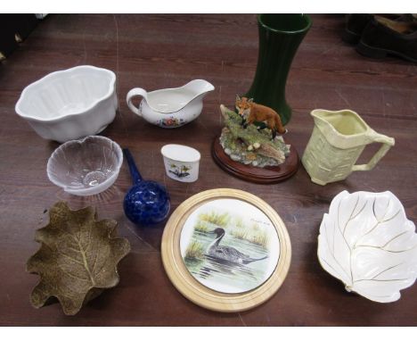 Carltonware dish, Border Fine Arts fox (damaged) and various ceramics