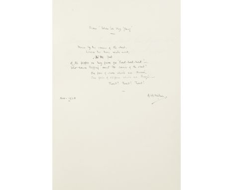 MANUSCRIPT ALBUM OF AUTOGRAPHED AND SIGNED LITERARY EXCERPTS, 1923-1927INCLUDING WALTER DE LA MARE, JOHN BUCHAN &amp; A.A. MI