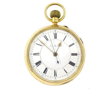 Edwardian 18ct gold open face lever chronograph old chronometer pocket watch by J W Reeley &amp; Sons, London &amp; Liverpool