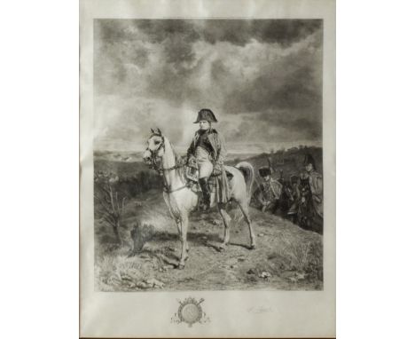 L RUCH AFTER J L E MEISSONIER  DRY-POINT ETCHING ON JAPAN PAPER Napoleon on his horse Marengo in defeat after Waterloo with B
