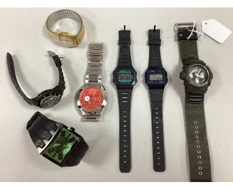 A Collection of Gent's Wristwatches, to include Casio G-Shock, Police Ref No. 11310J, Oris 15 Jewels, etc.