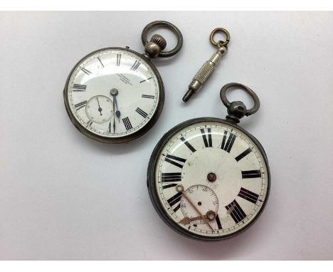 A Hallmarked Silver Openface Pocketwatch, the unsigned white dial (lacking hands) with Roman numerals and seconds subsidiary 