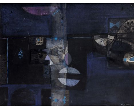 Dia Azzawi (Iraq, born 1939)Sorrowful Visions oil on canvas, framedsigned 'Dia Azzawi' and dated '67' in Arabic (lower right)