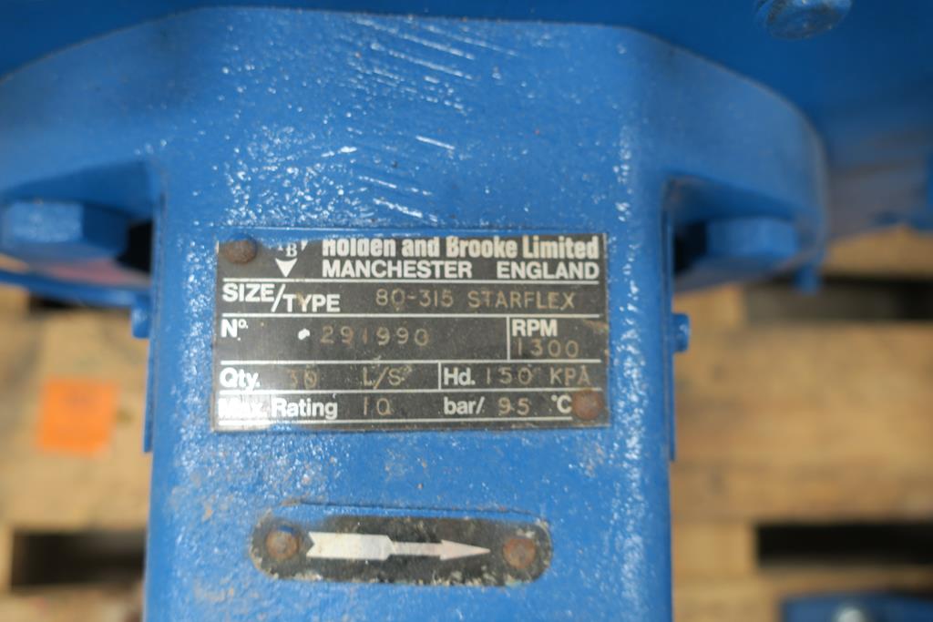 2 x Holden and Brooke Ltd Type 80315 Starflex Pumps 1300 RPM. Please