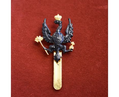14th/20th King's Hussars Officers Cap Badge (Gilt and black painted), two lugs, second type sealed in March 1932. K&amp;K: 19
