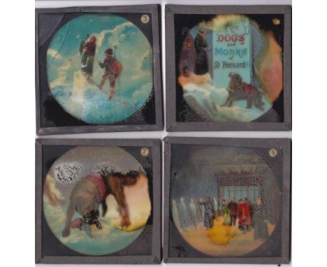 The Dogs And Monks Of St. Bernard - Theobald -Magic Lantern Part slide set of (11 out of 12), some with water wear. The set c