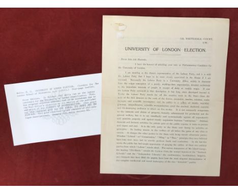 University of London Election: An Electoral Letter&nbsp;First edition, 1922