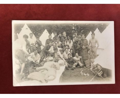 Military Camp Postcard - 1930 Tidworth Pennings Camp Group RP, very fine camp range ring cds