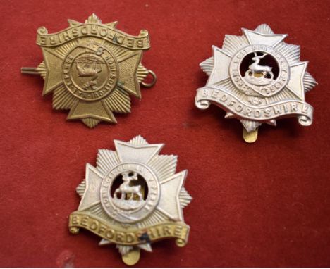 Bedfordshire Regiment WWI Forage Cap Badge (Bi-metal), slider. K&amp;K: 610-Bedfordshire Regiment WWI Other Ranks Forage Cap 