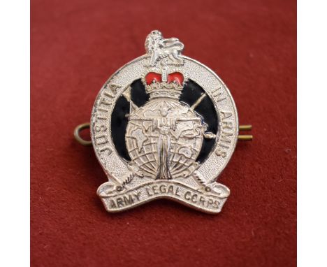 Army Legal Corps EIIR Cap Badge (Gilt and enamel), two lugs and makers mark '010'