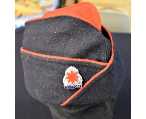 French 1970's Officers Army/Foreign Legion Garrison Side Cap with American Vietnam War era "Support" badge attached, size 60 