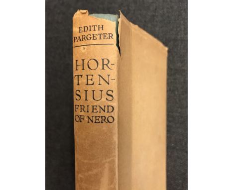 Hortensius Friend of Nero, Edith Pargeter's first novel 1936 Green Hardback dover with Tan Paper dust cover torn. 1st edition