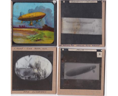 Airships and Zeppelins Magic Lantern Slides (8) (one in colour and seven in b/w) including slides of: Siemens Suchert, Clemen