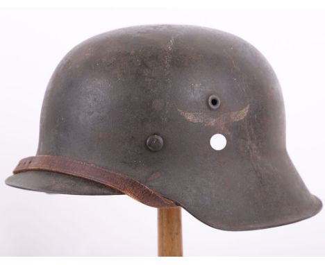 WW2 German Luftwaffe M-42 Steel Combat Helmet, good untouched example of a single decal Luftwaffe steel combat helmet with mu