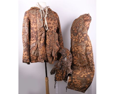 WW2 German Waffen-SS Autumn Camouflage Reversible Full Suit, superb complete full Waffen-SS camouflage suit which consists of