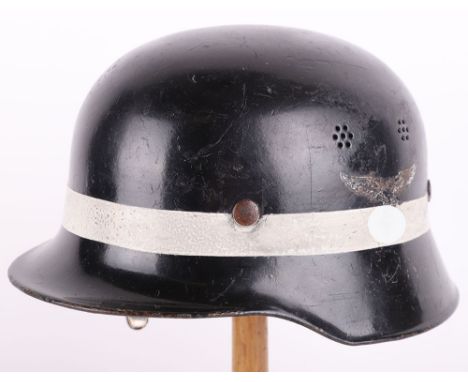 WW2 German Luftwaffe Airfield Fire Brigade Helmet, being a M-34 pattern helmet with original Luftwaffe decal and national tri