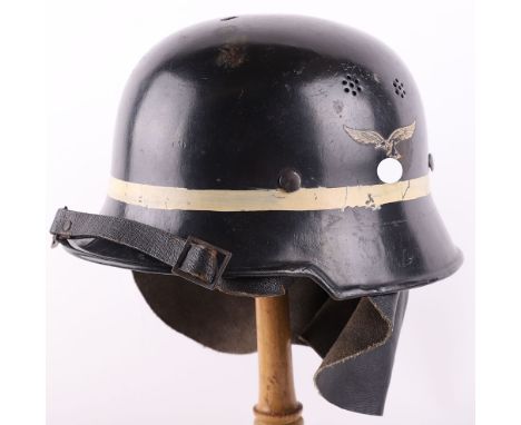 Rare WW2 German Luftwaffe Airfield Fire Brigade Steel Helmet, being a standard M-34 pattern steel helmet with the black paint