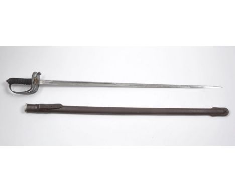 British Sword of East Surrey Regiment, the sword with the hilt having brass regimental badge of the regiment mounted. Shagree