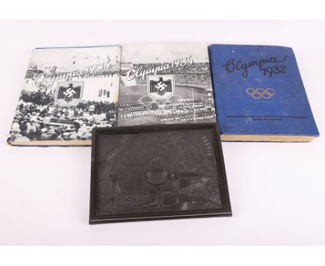 German 1932 and Berlin 1936 Olympic Games Items, consisting of bakelite model of the Olympic grounds around Berlin, with a ra